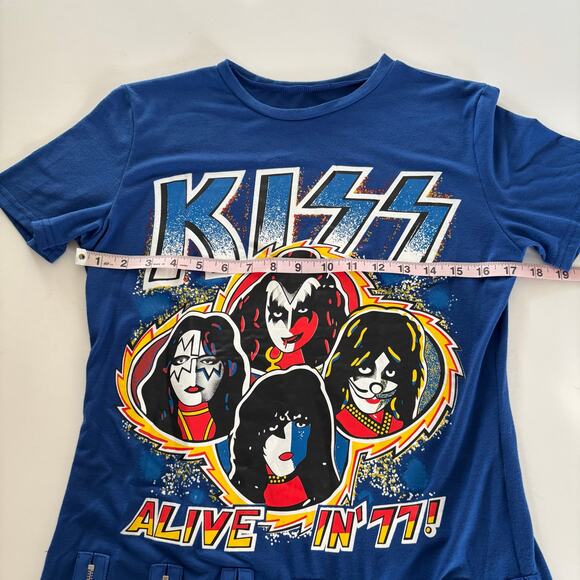 Kiss Alive in 77 Blue T-Shirt Dress Women’s Size Medium Zippers Rocker Merch - Picture 3 of 7